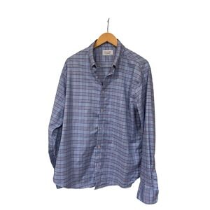 Classic Untuck(able) Twillory Men's L-XL‎ Tailored Fit Blue Plaid Button Shirt